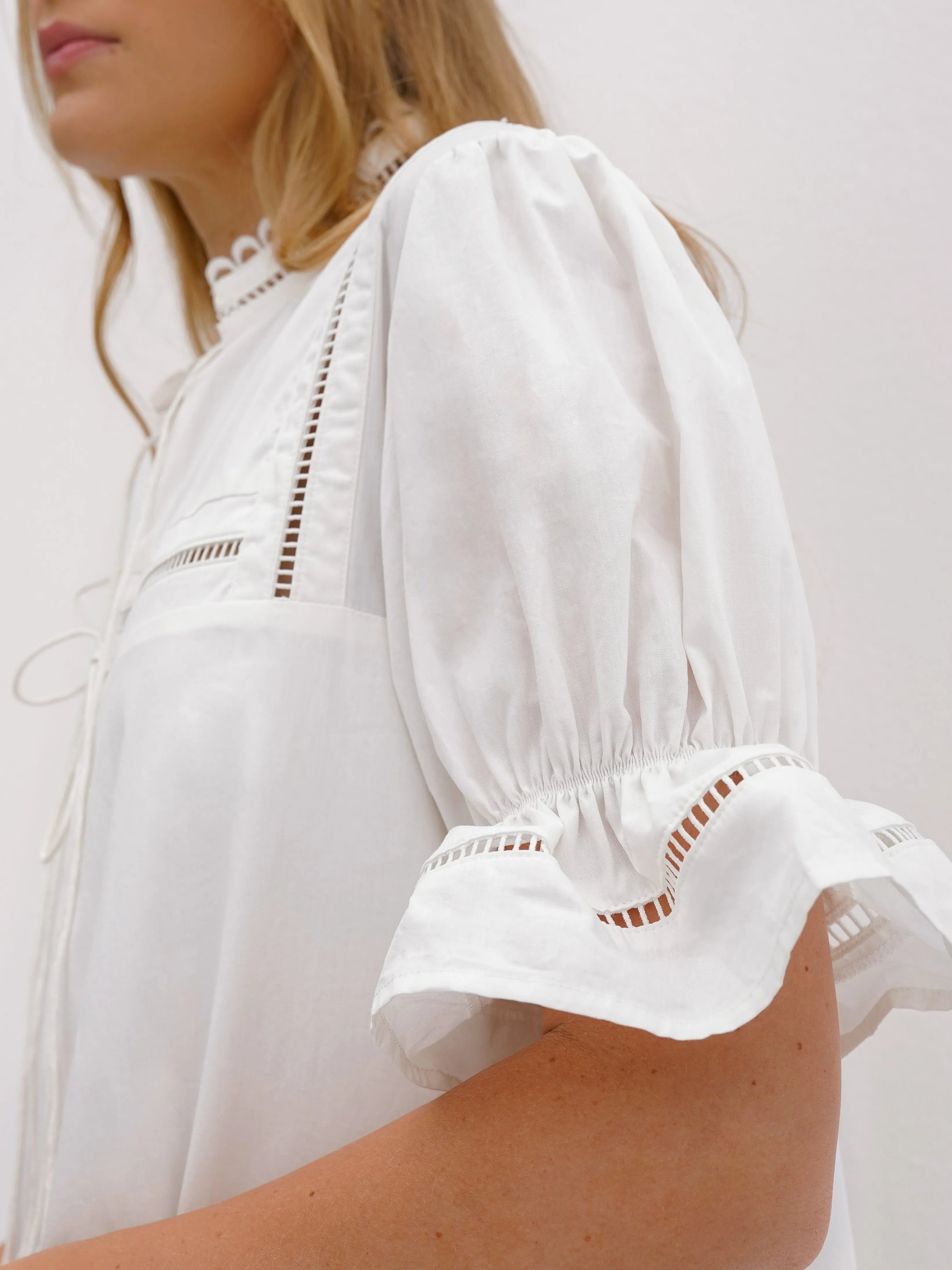 Valetta Loop Detail Dress | White